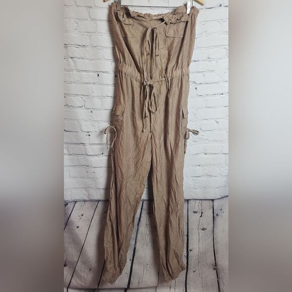 Vintage Lipstick Tan Jumpsuit - Picture 1 of 10